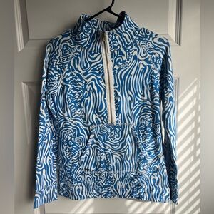 Lilly Pulitzer Vibrant Blue and White Cowl Neck Sweater
